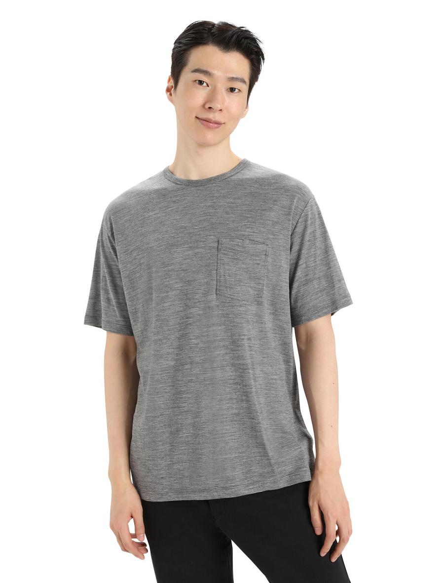 T Shirts Icebreaker Merino Granary Corta Sleeve Pocket Homme Grise | FR 1158WNBY